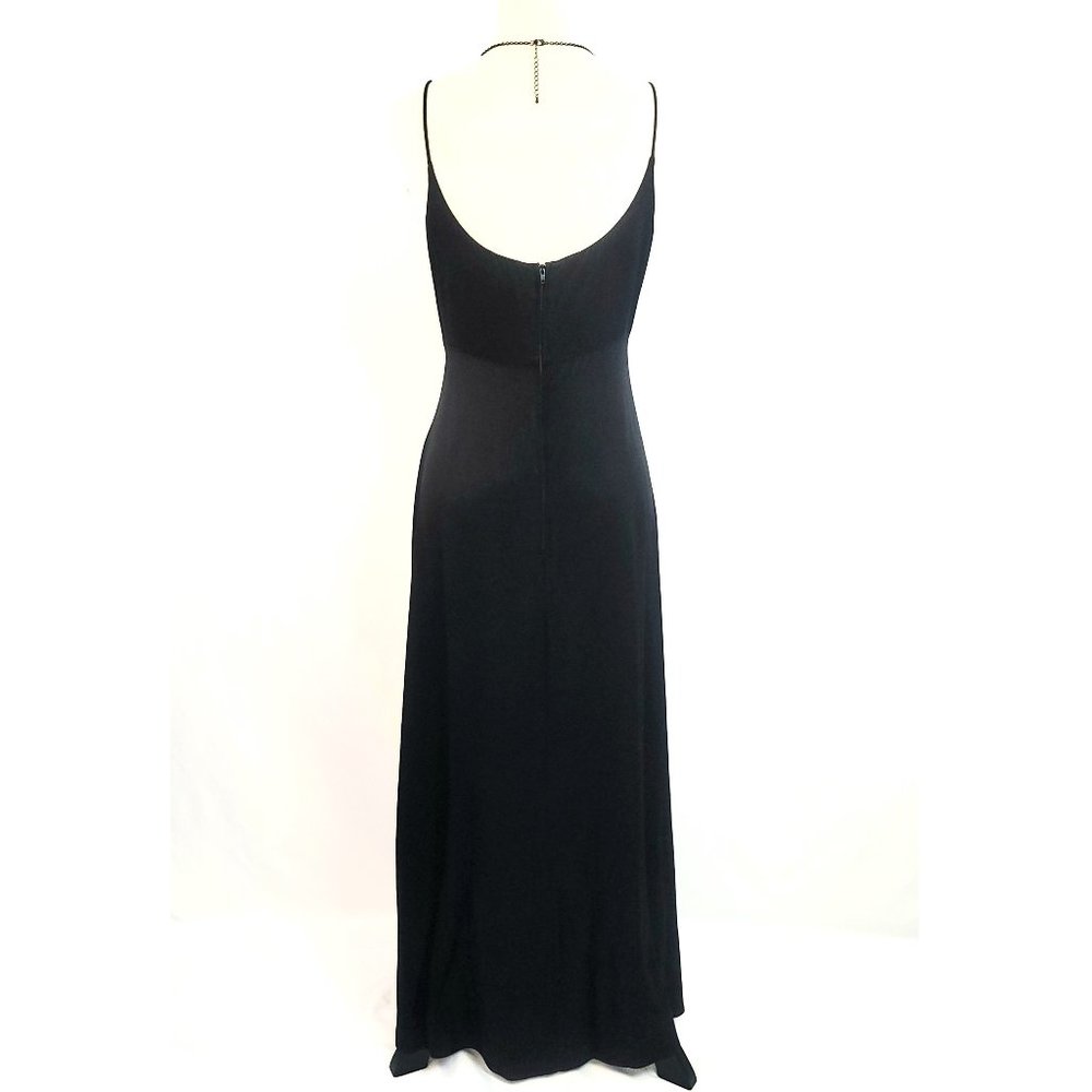 Vintage 90s Black Empire Waist Low Back Grunge Dress Sz 11 - Picture 2 of 4
